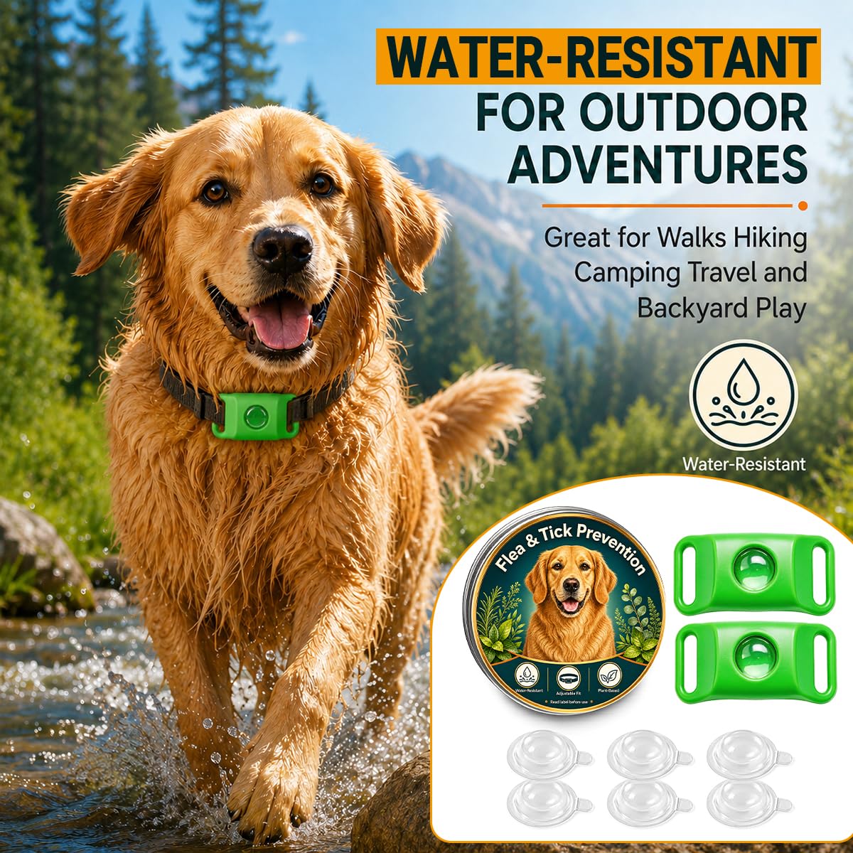 Flea and Tick Prevention Pendant for Dogs with 2 Pendants and 6 Refills I634262