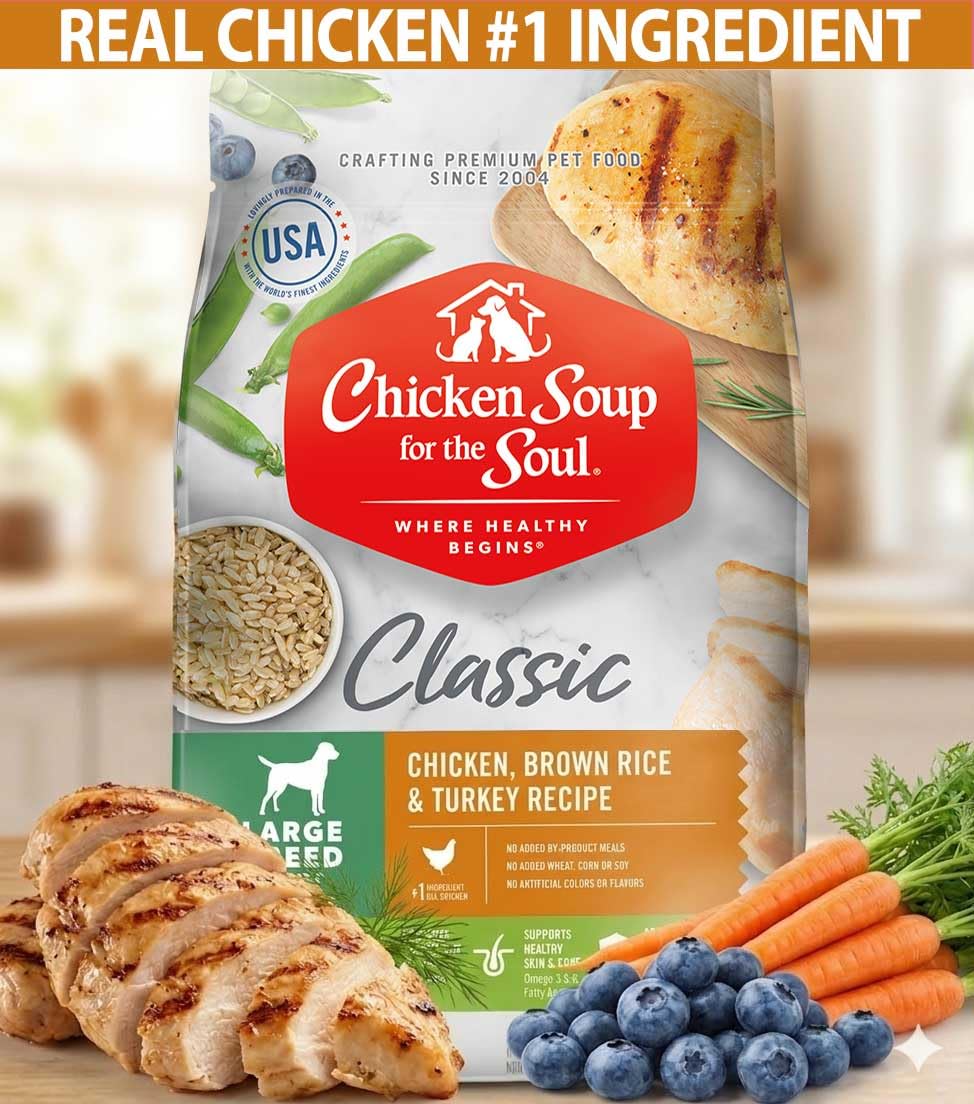 Large Breed Adult Dry Dog Food Chicken Brown Rice Turkey 28lb V1001