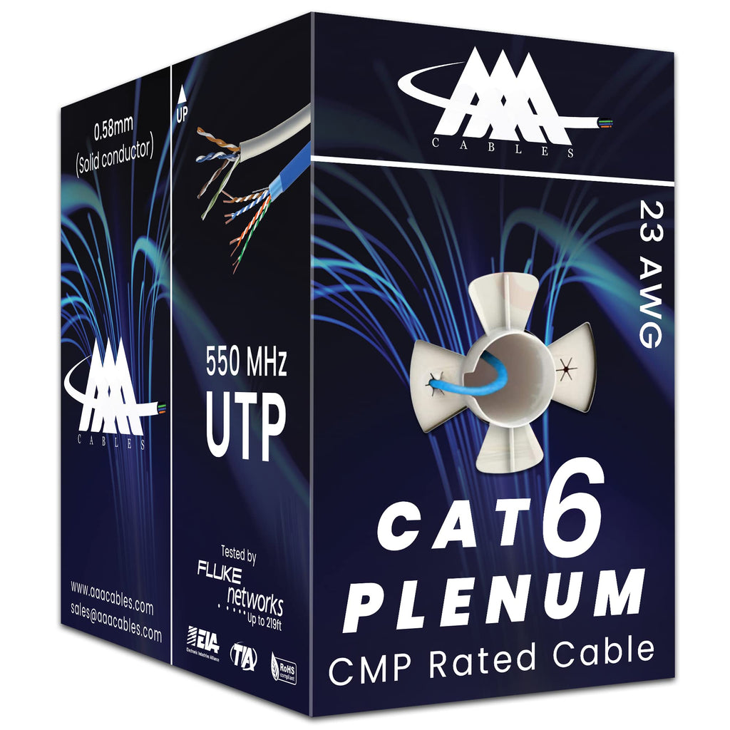 CAT6 Plenum Ethernet Cable 1000ft UTP 23AWG Blue Z3160