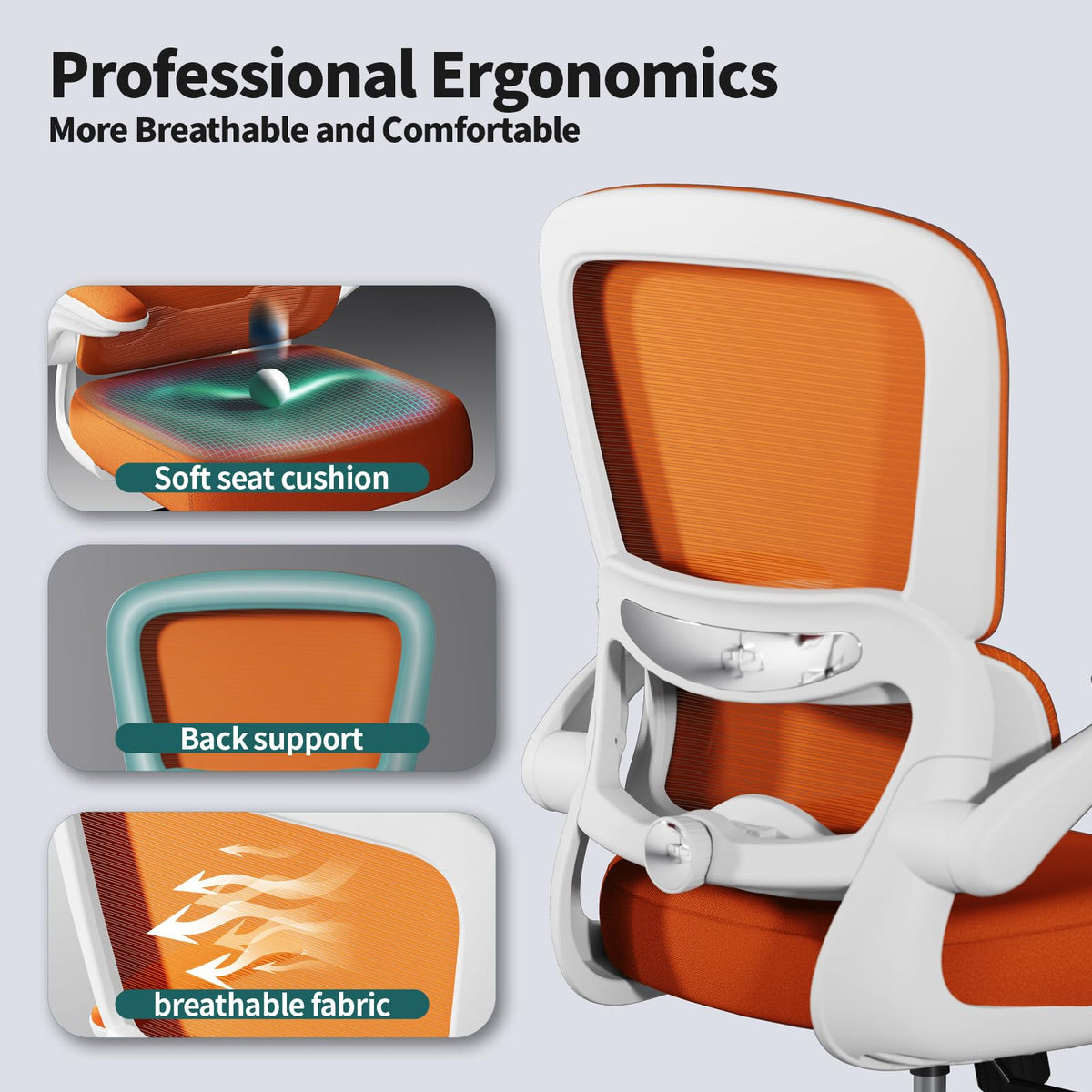 Orange Ergonomic Mesh Office Chair U6535