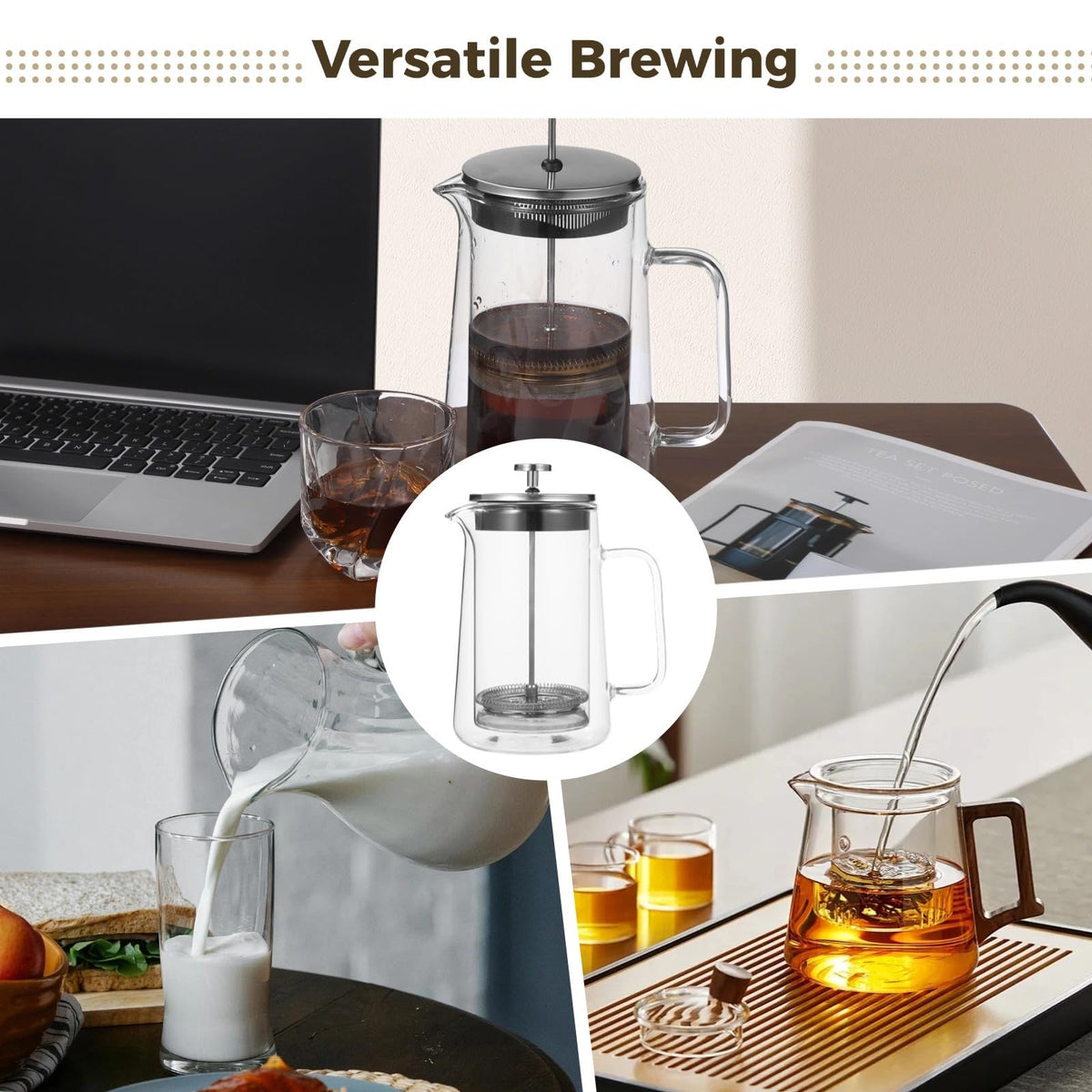 33.8 Oz Insulated Double Wall Tea Maker with Fine Mesh Filter S2825