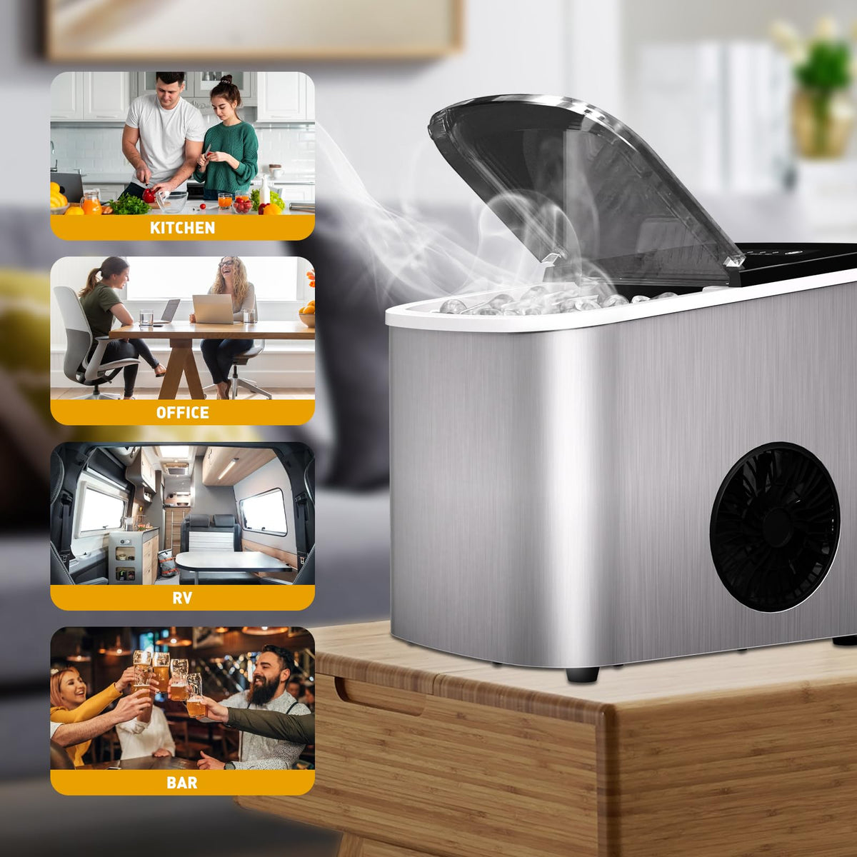 Countertop Ice Maker 38lbs Per Day 9 Ice Cubes in 3.5 Minutes Self-Cleaning Portable Ice Machine 2 Bullet Sizes M41383