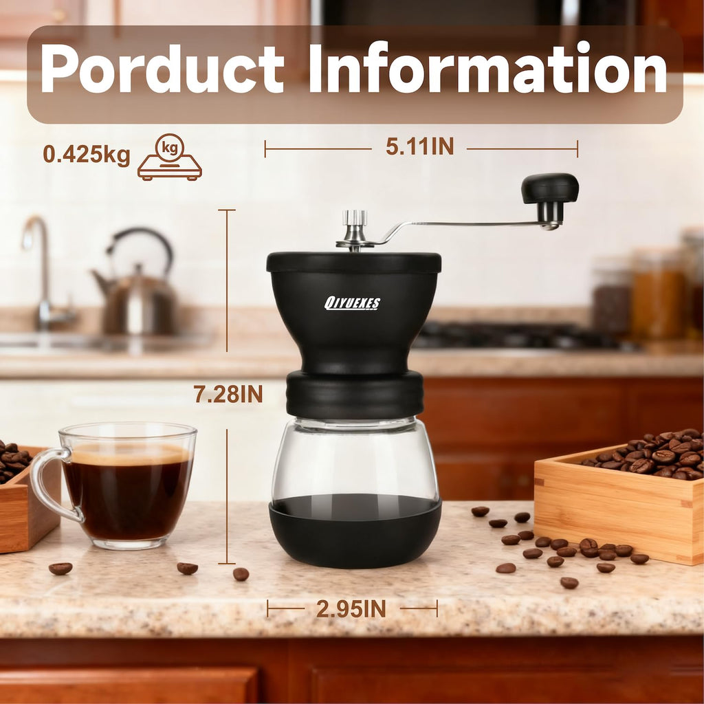 Manual Coffee Grinder 48 Adjustable Settings 80g Conical Burr 2 Jars C724179