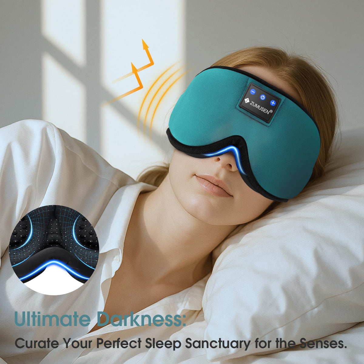 Bluetooth Sleep Headphones 3D Wireless Music Eye Mask M8669