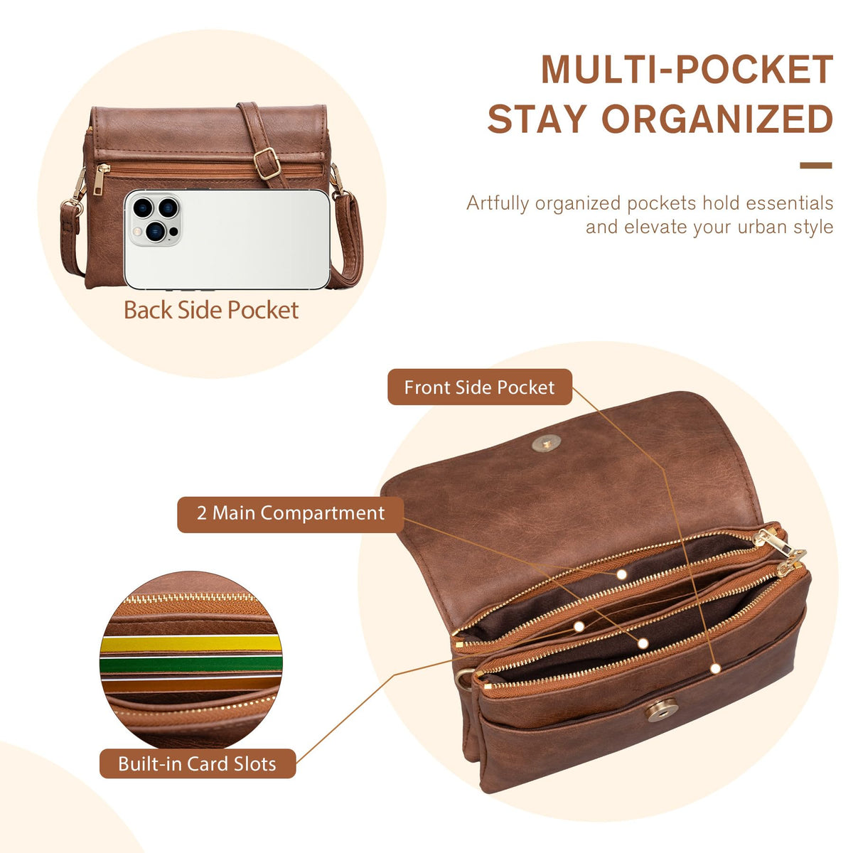 Small Crossbody Bags Vegan Leather Cell Phone Purse X263