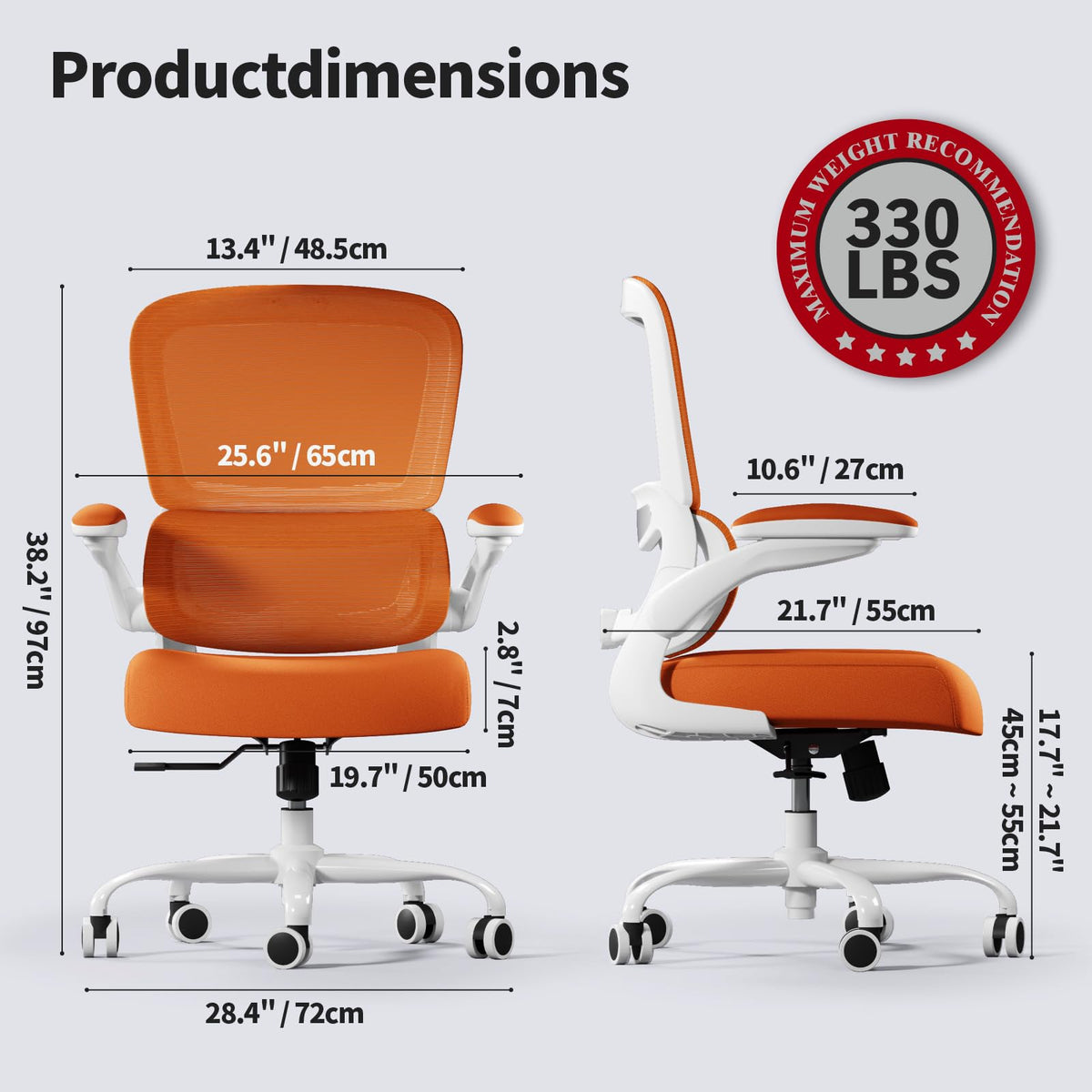 Orange Ergonomic Mesh Office Chair U6535