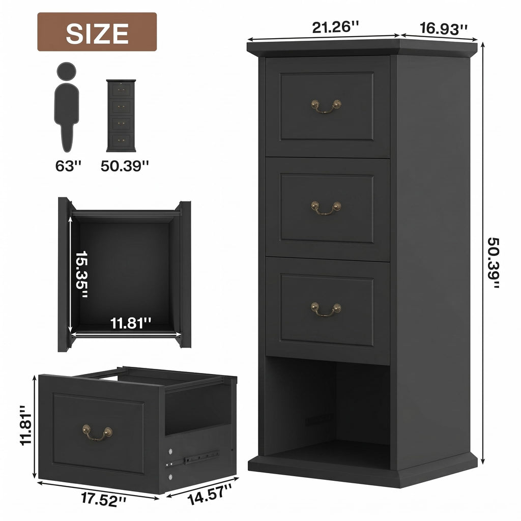 Wooden Vertical 4-Drawer File Cabinet S3291