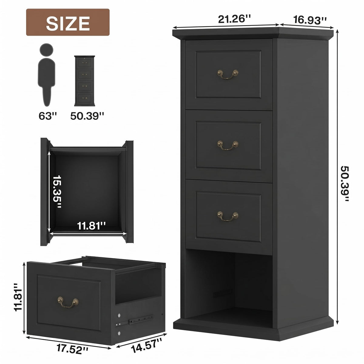Wooden Vertical 4-Drawer File Cabinet S3291