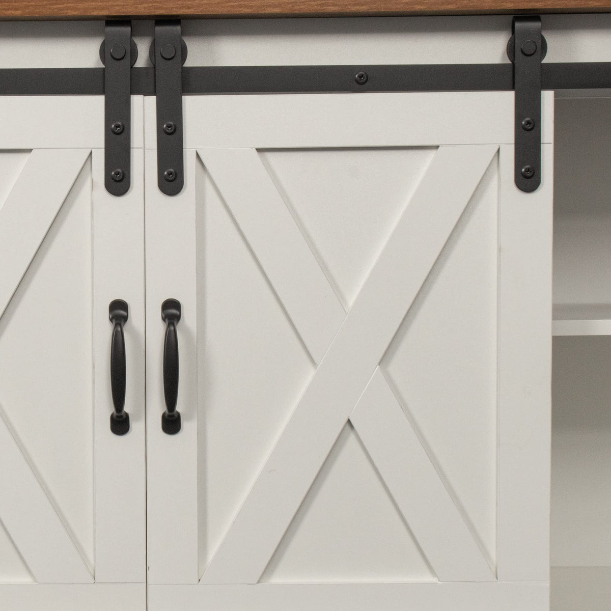 Sliding Barn Door Wood TV Stand with Adjustable Shelves G12947