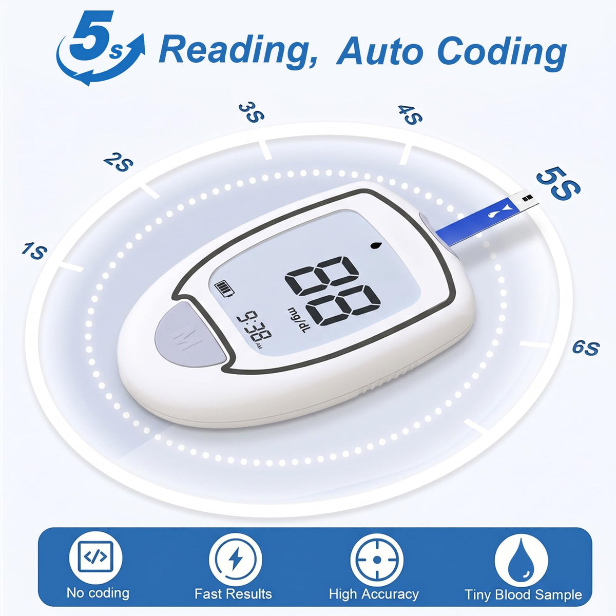 Blood Glucose Monitor Kit with 100 Strips and Lancets L842