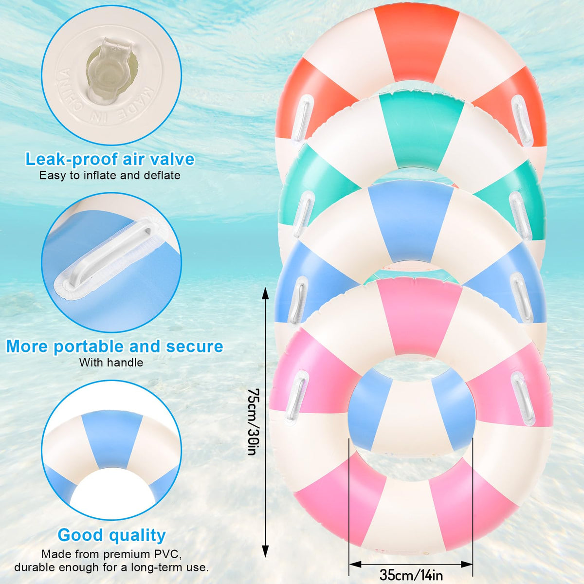 4Pcs Inflatable Pool Float with Handle D73707