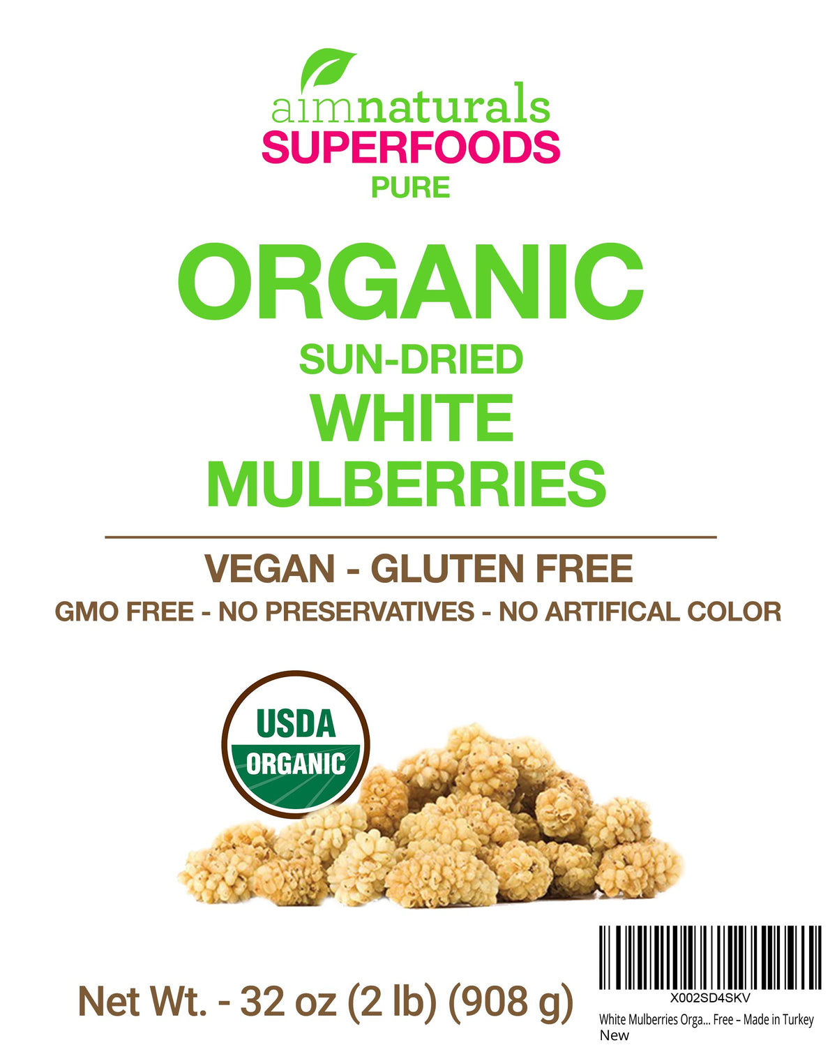 Dried White Mulberries 2 Lbs W96879