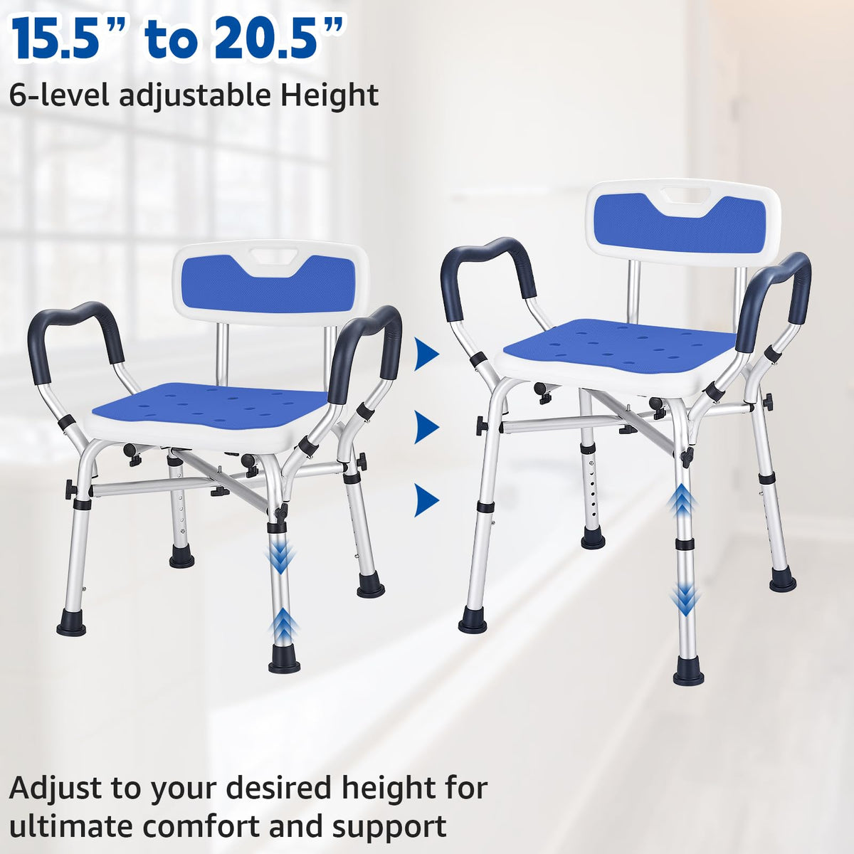 Blue Adjustable Shower Chair J3709
