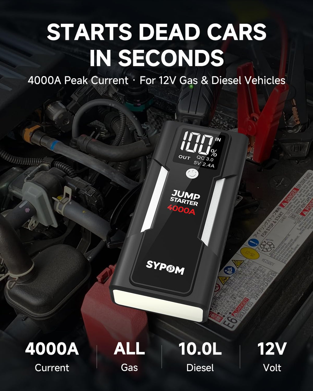 12V Portable Car Jump Starter Power Pack I250