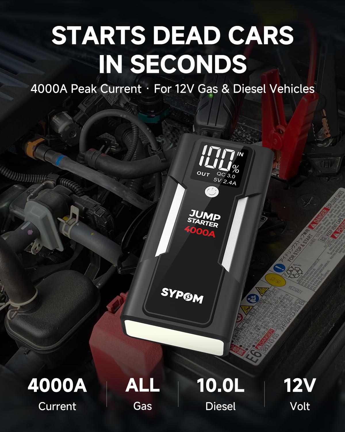 12V Portable Car Jump Starter Power Pack I250