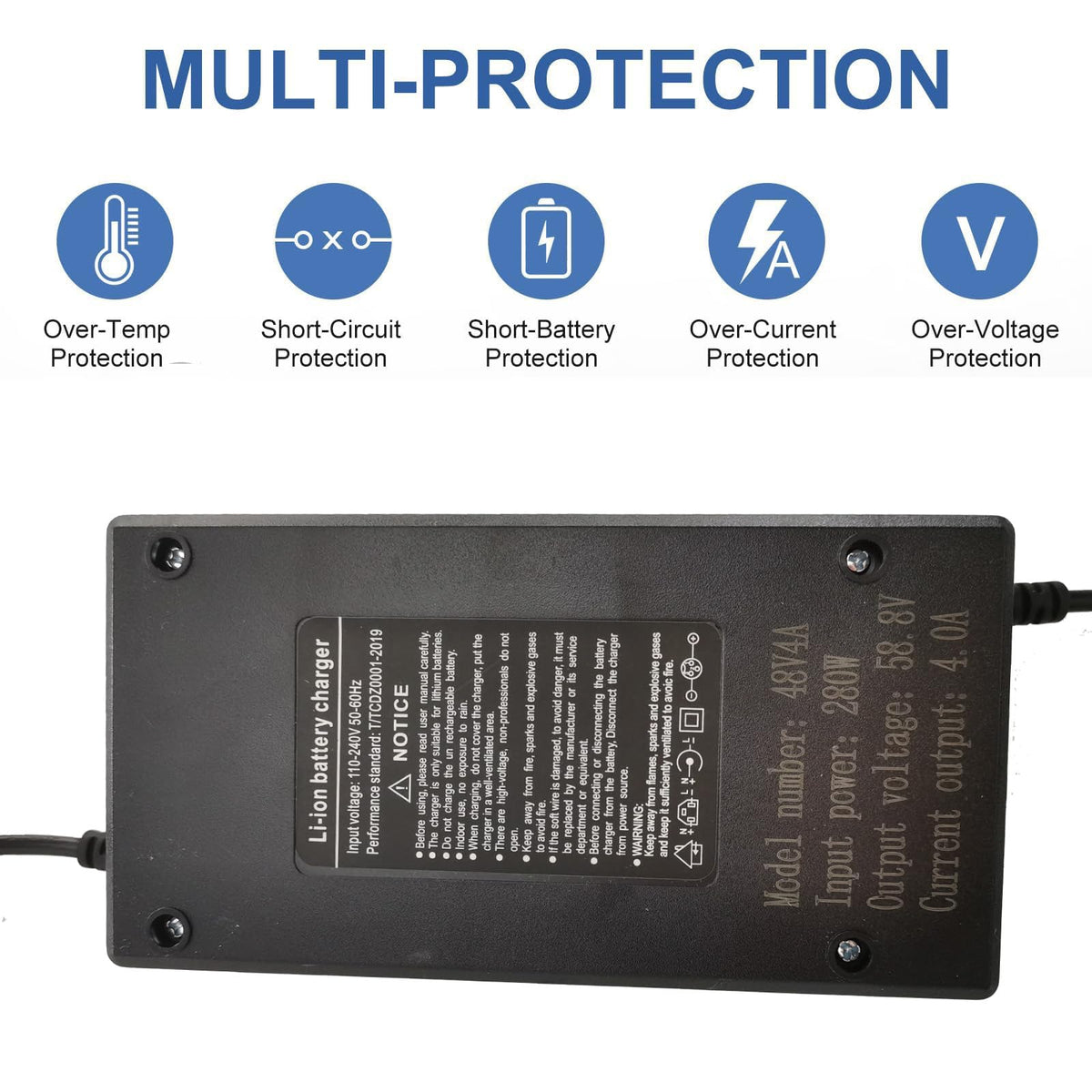 58.8V 4A 3-Plug Lithium Li-ion Battery Charger N33858