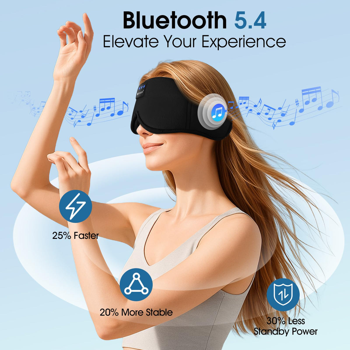 Bluetooth Sleep Headphones 3D Wireless Music Eye Mask M8669