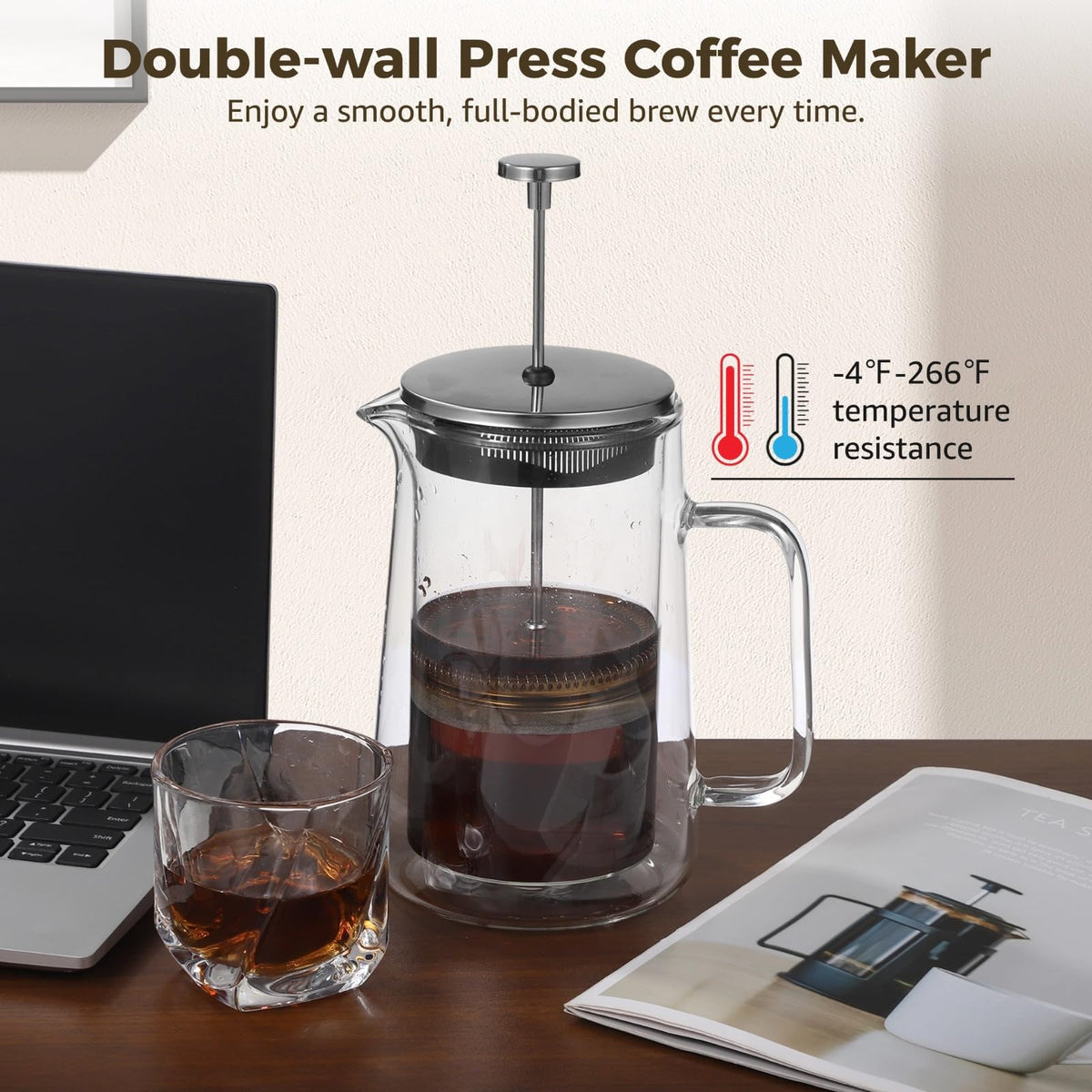 33.8 Oz Insulated Double Wall Tea Maker with Fine Mesh Filter S2825