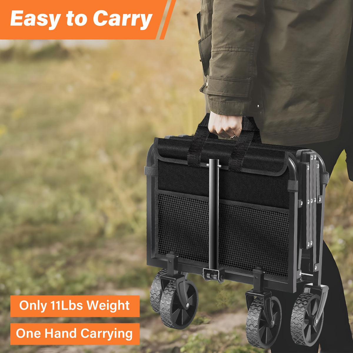 Foldable Collapsible Wagon Cart with Wheels, 280 lbs Heavy Duty Capacity, Graphite Black V1918