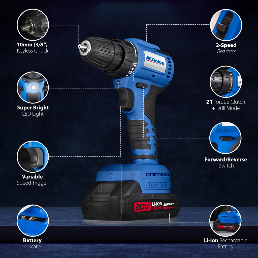 20V Cordless Drill Set with Battery and Charger X791589