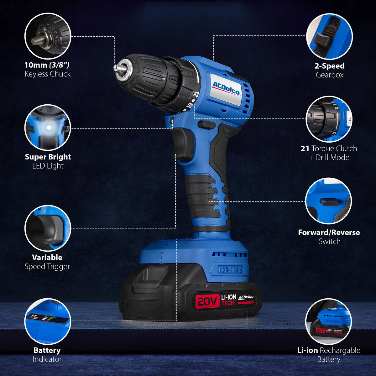 20V Cordless Drill Set with Battery and Charger X791589