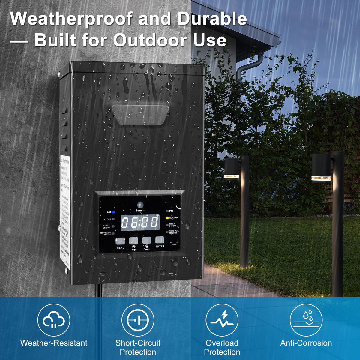 200W Low Voltage Landscape Transformer with Photocell Sensor & Timer J372