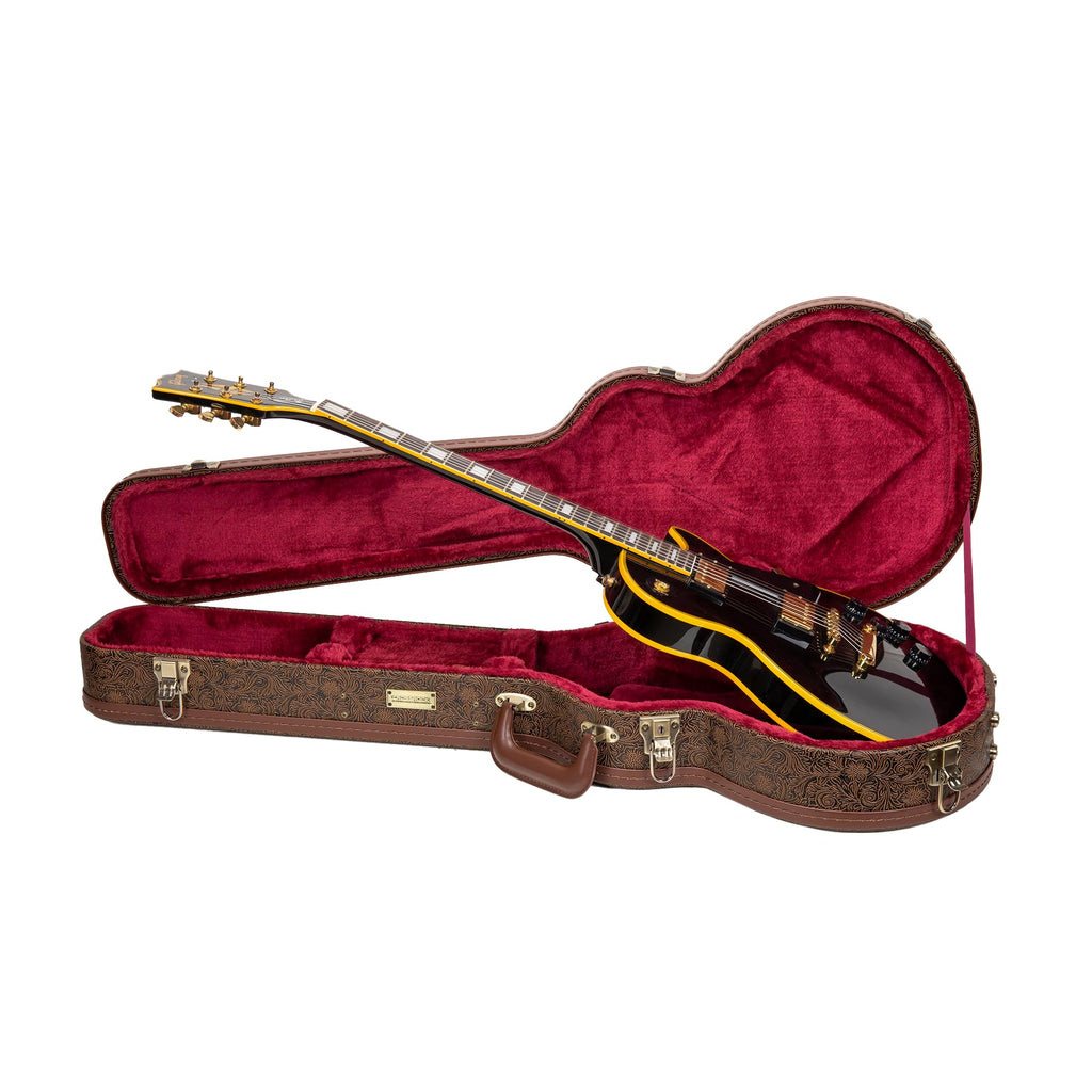 Brown Wooden Guitar Case with Velvet Interior and Lock Y343077