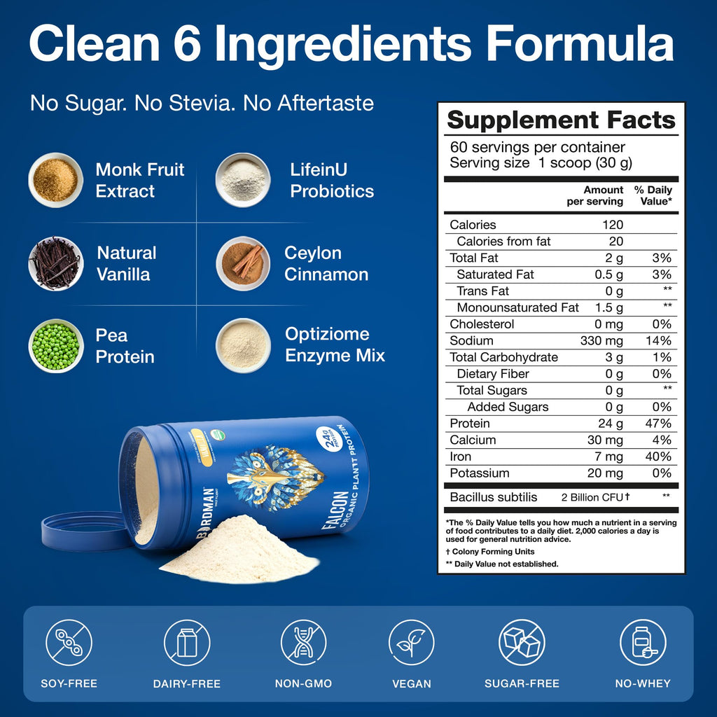 Organic Vegan Vanilla Protein Powder 18 Servings P228