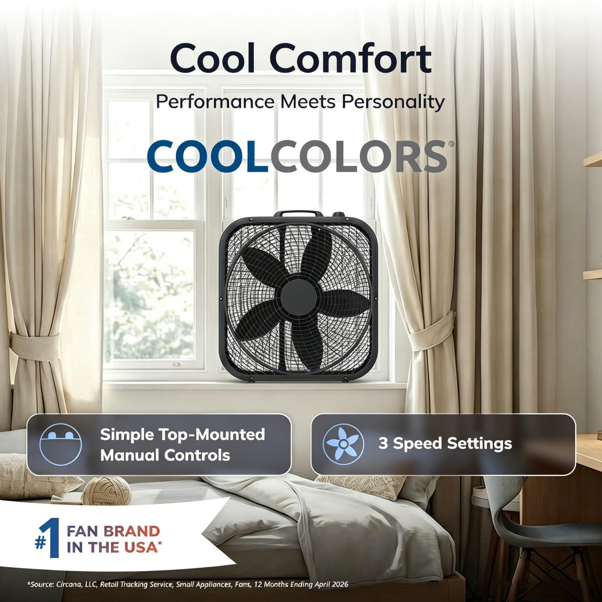20 Inch 3 Speed Portable Box Fan N30851