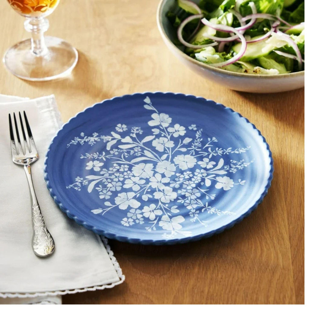 12-Piece Bamboo Melamine Dinnerware Set, Service for 4, Blue D6862