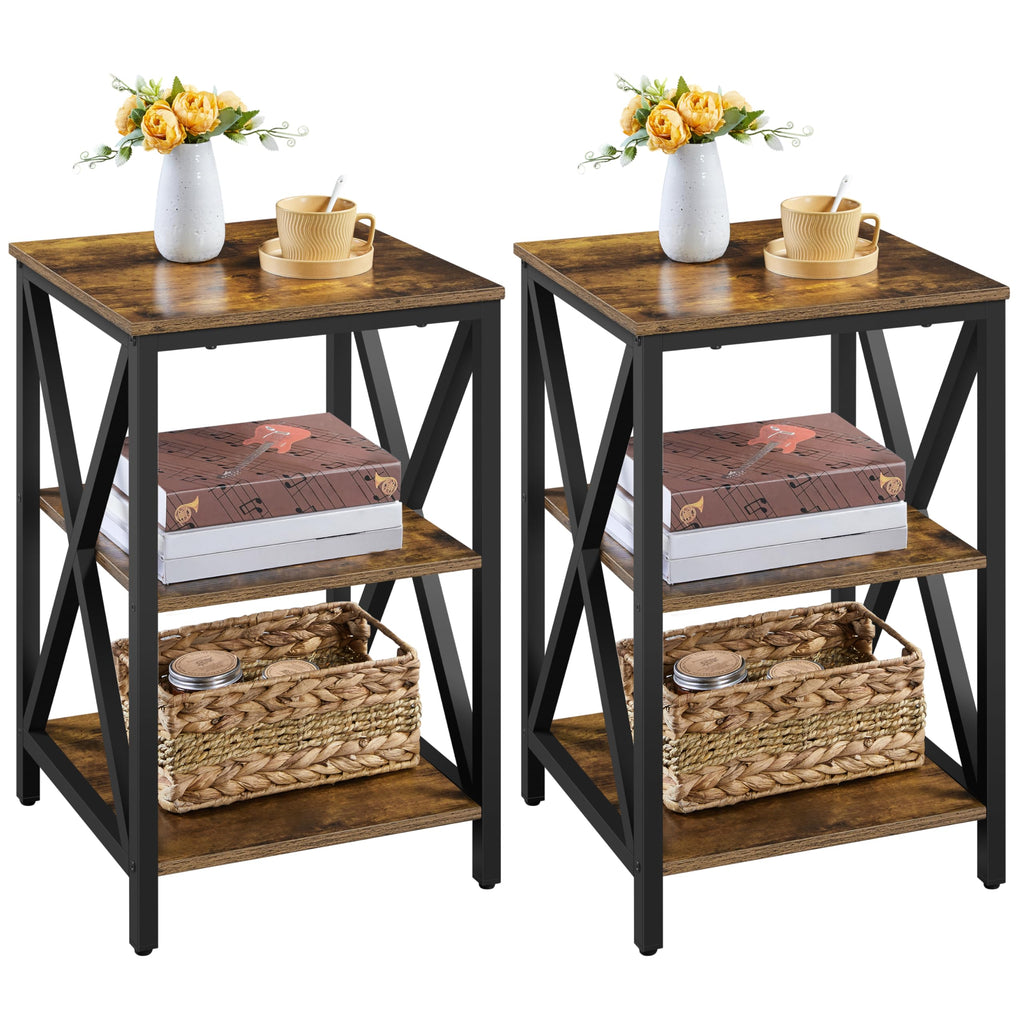 Rustic 3-Tier End Tables Set of 2 K1320