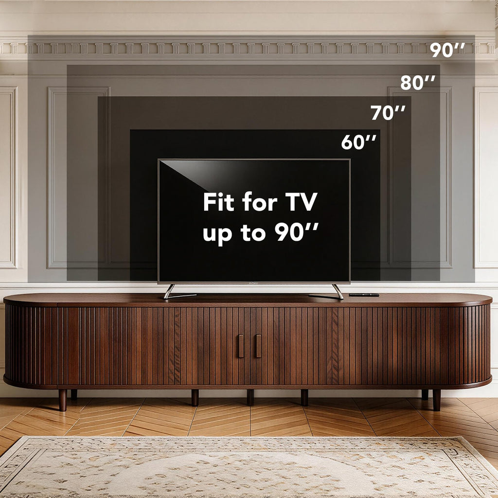 80" TV Stand with Sliding Doors and Power Outlet A6859