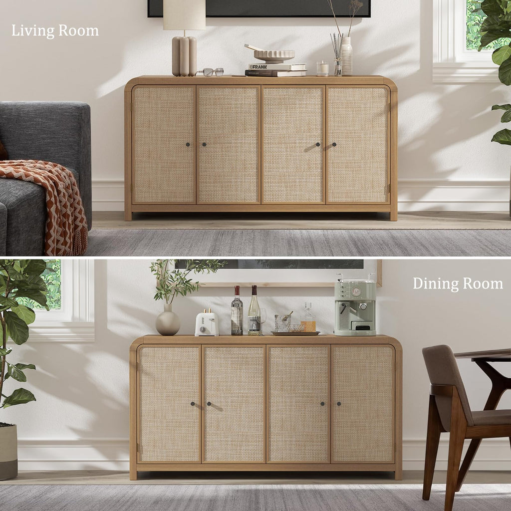 Oak Rattan Sideboard Buffet Cabinet H273