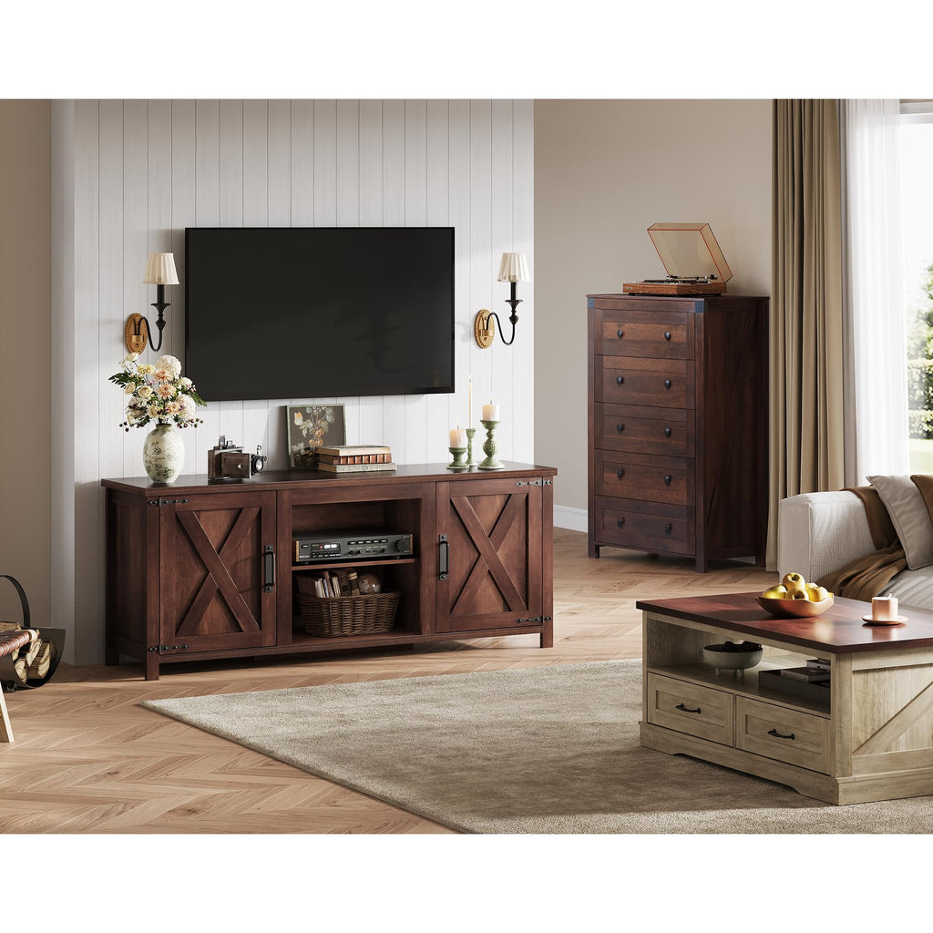 Farmhouse TV Stand Up to 65" Brown J240189