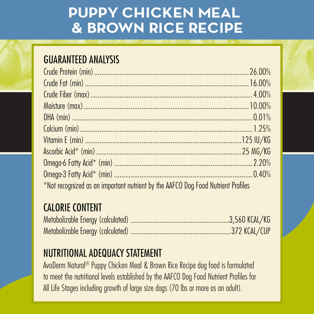 Natural Chicken Meal & Brown Rice Dry Puppy Food 15 lb N854