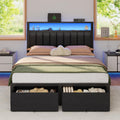 Full Size Bed Frame with Storage Drawers and Upholstered Headboard I380859