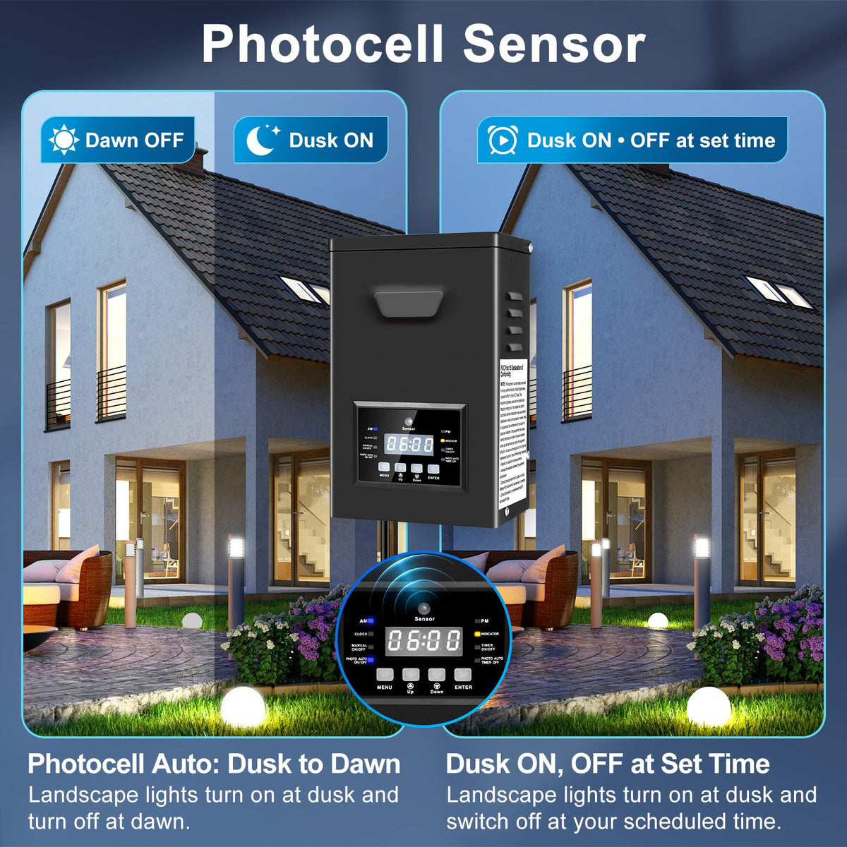 200W Low Voltage Landscape Transformer with Photocell Sensor & Timer J372