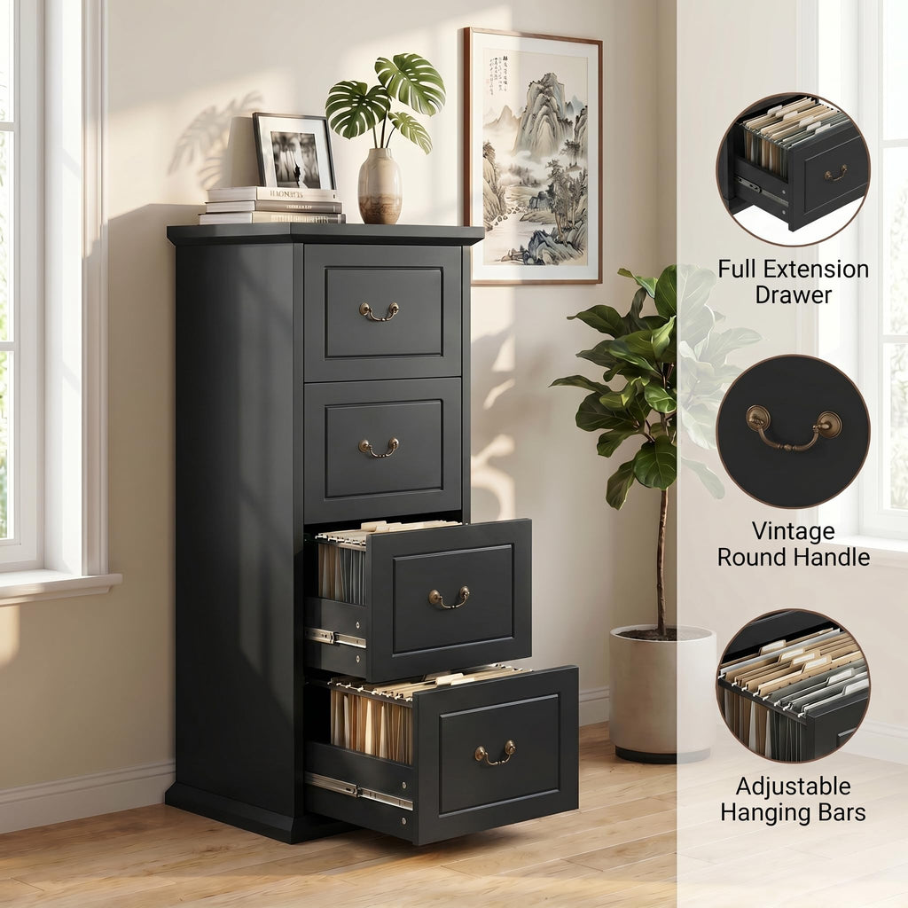 Wooden Vertical 4-Drawer File Cabinet S3291