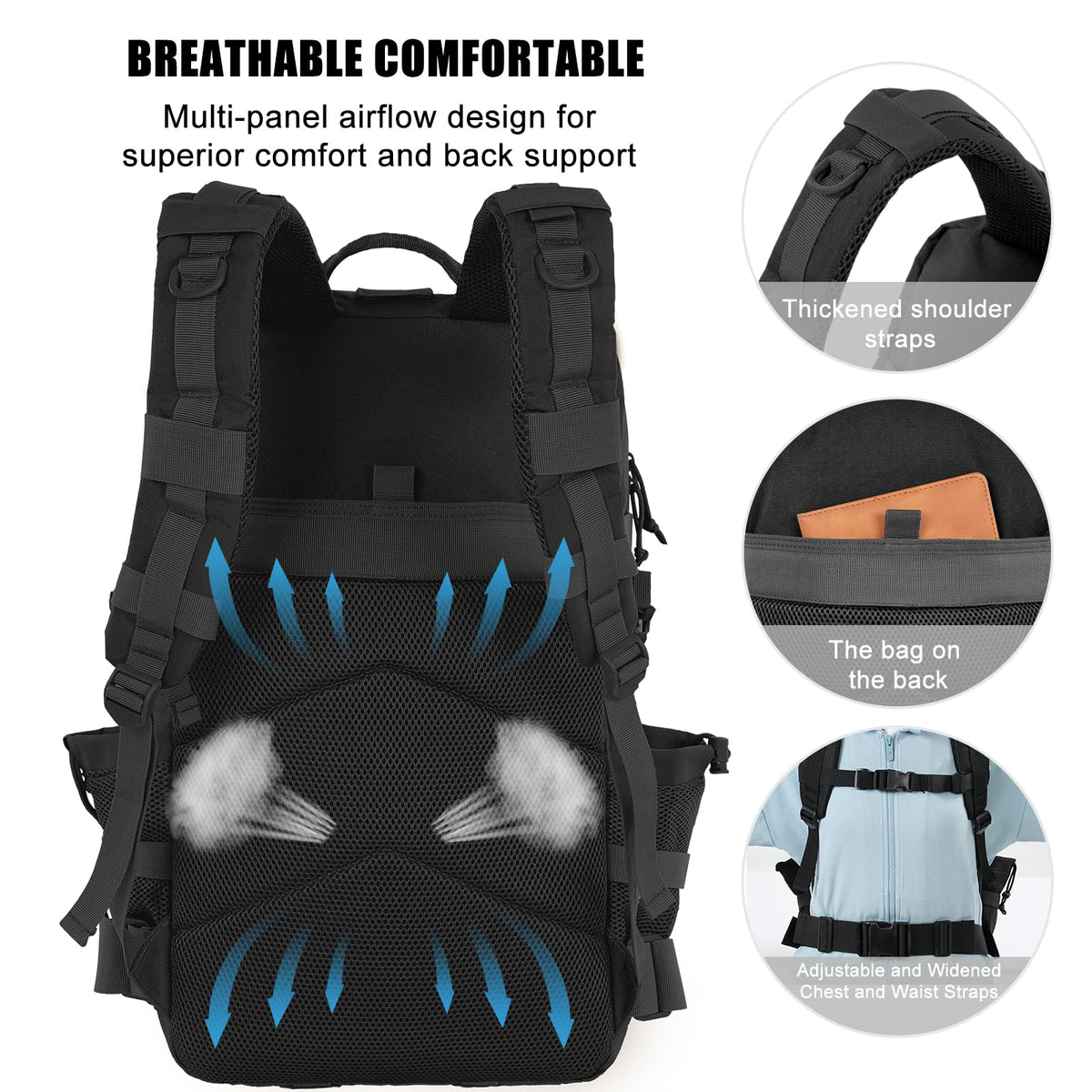 50L Military Tactical Backpack Black N533455
