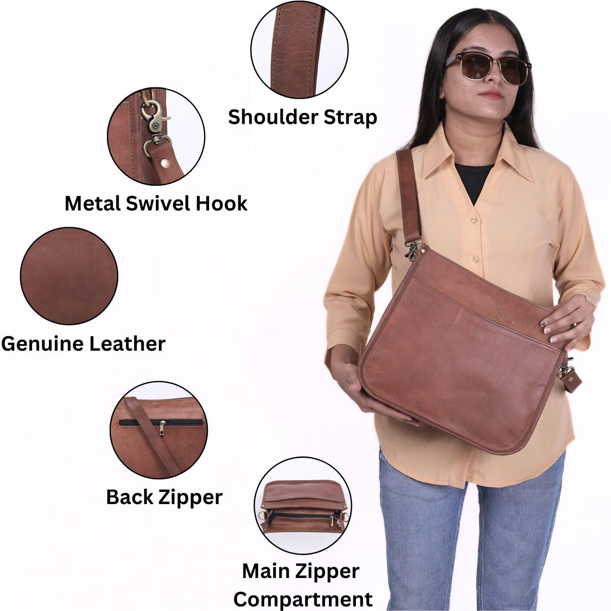 Genuine Leather Crossbody Purse A81149