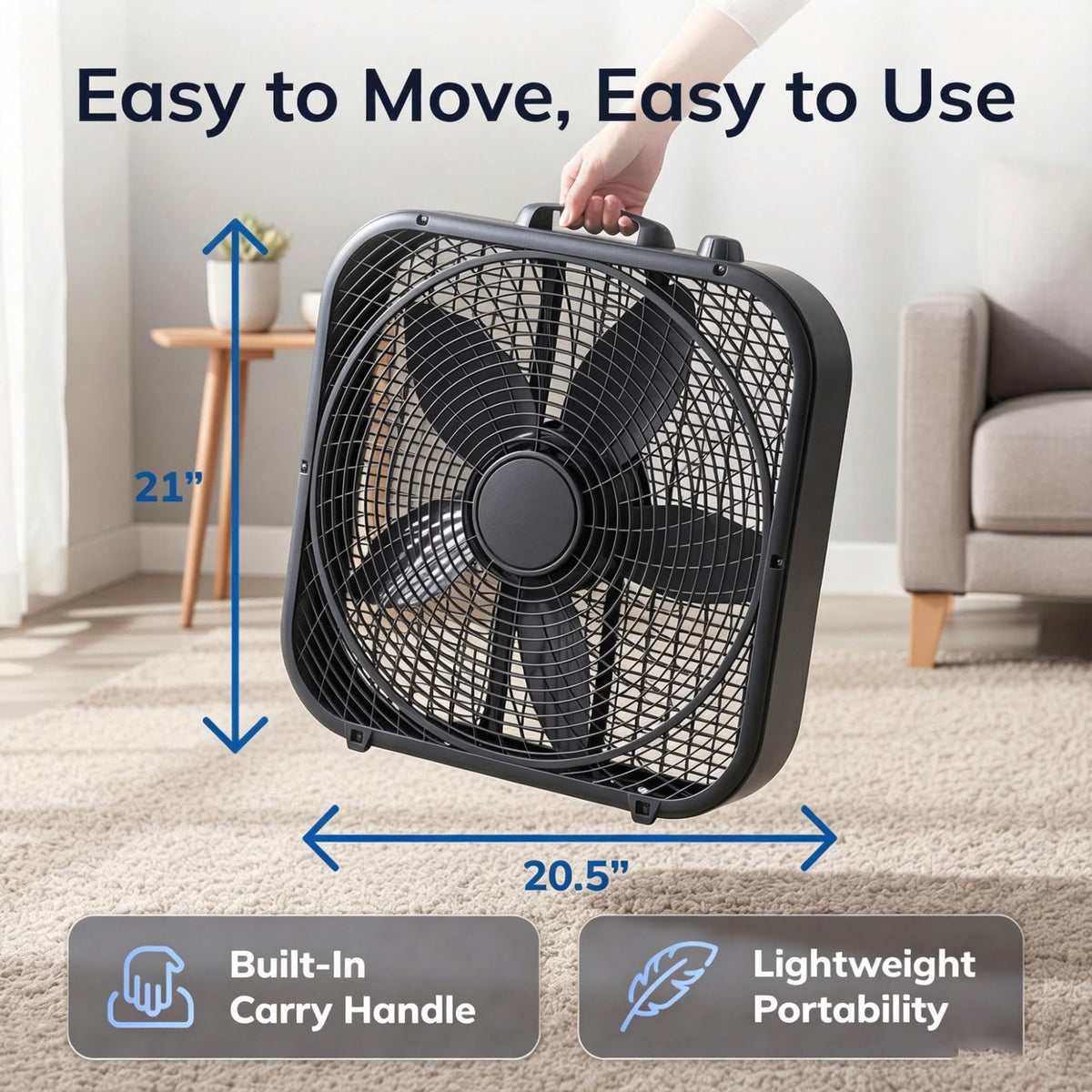 20 Inch 3 Speed Portable Box Fan N30851