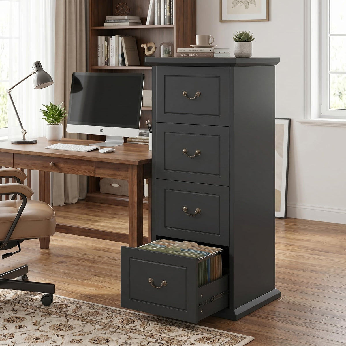 Wooden Vertical 4-Drawer File Cabinet S3291