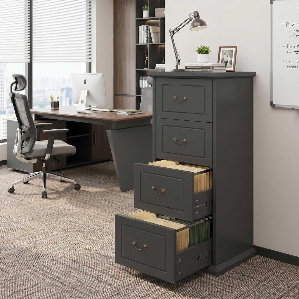 Wooden Vertical 4-Drawer File Cabinet S3291