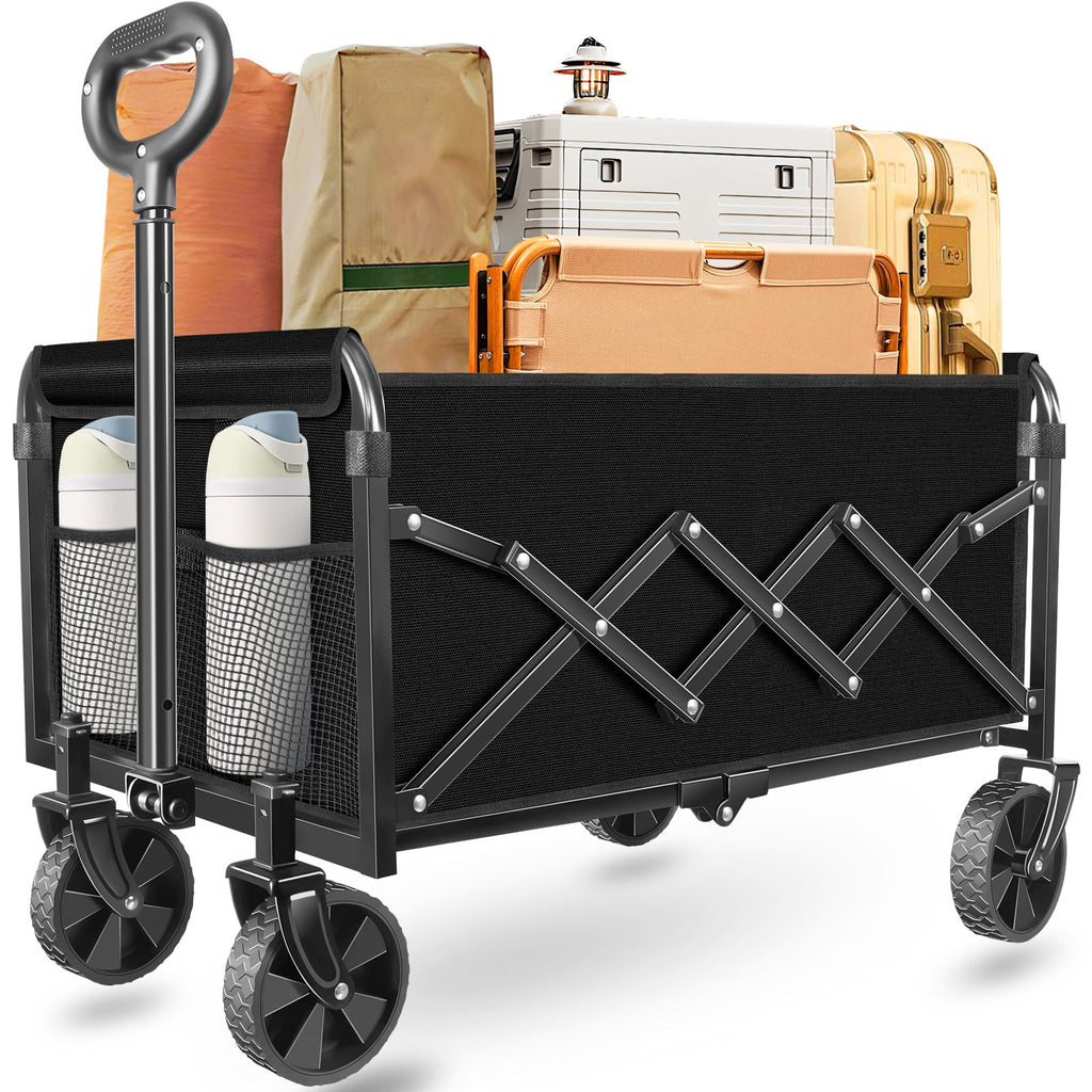 Foldable Collapsible Wagon Cart with Wheels, 280 lbs Heavy Duty Capacity, Graphite Black V1918