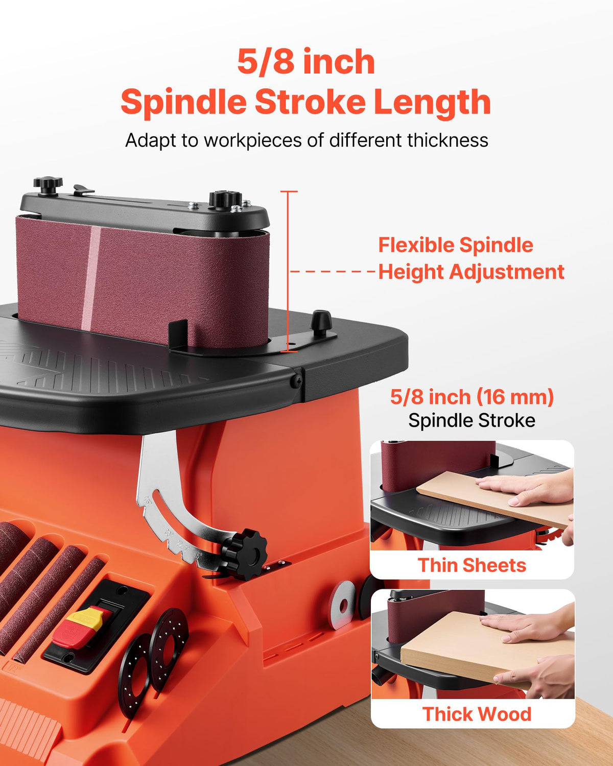 Oscillating Belt and Spindle Sander, 2400RPM Benchtop with 5 Sleeves & Sanding Belt V342