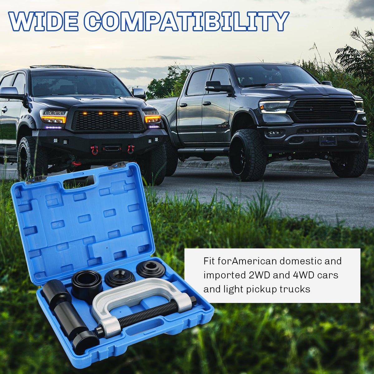 Heavy Duty Ball Joint Press and U Joint Removal Tool Kit & 1/2-Inch Drive Impact Socket Set P1130