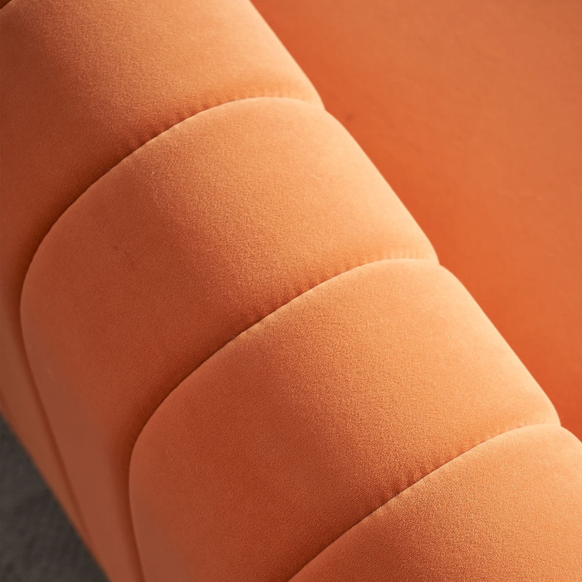 Orange Velvet 3-Seater Sofa with Rolled Arms P864