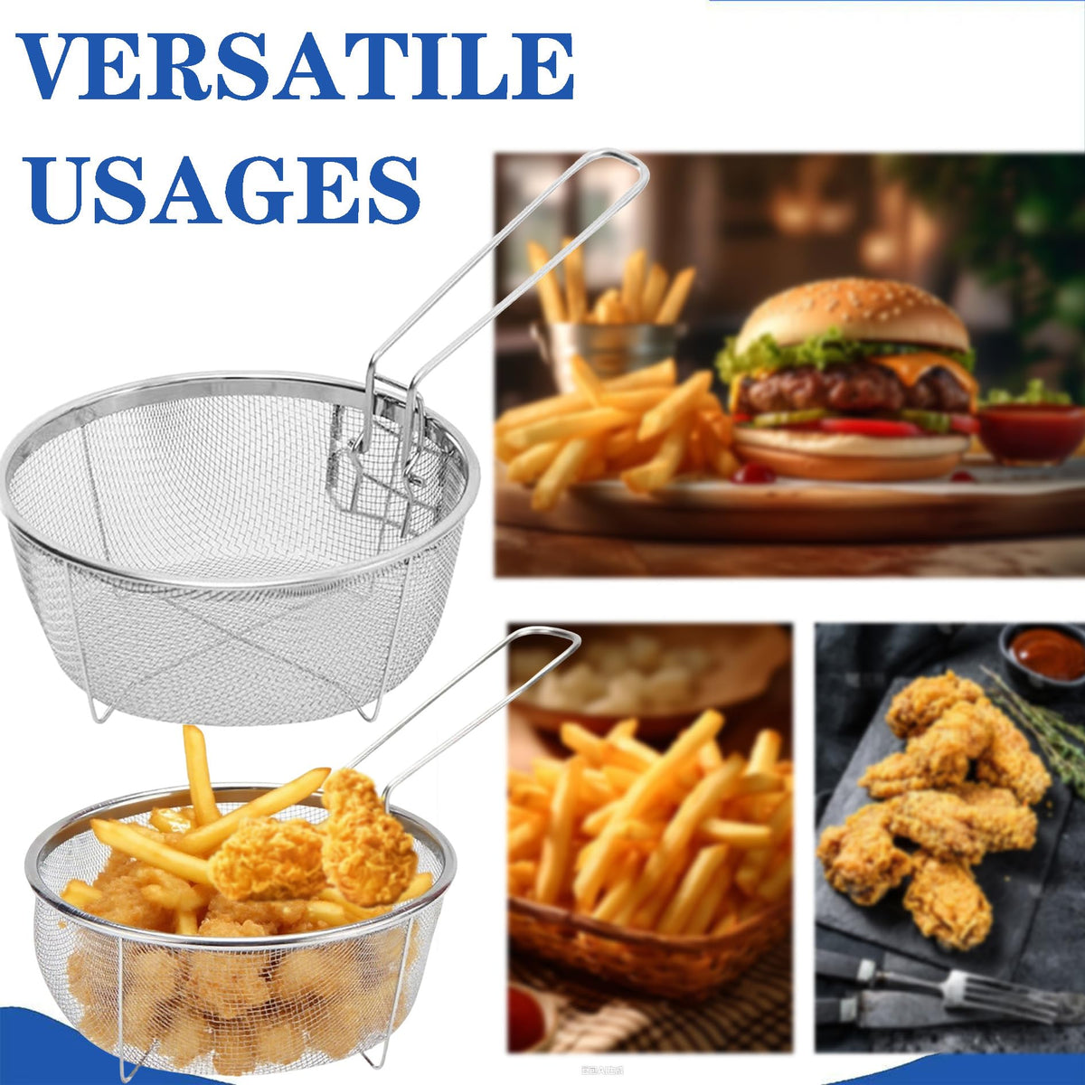 9 Inch Stainless Steel Deep Fry Basket with Handle R839329
