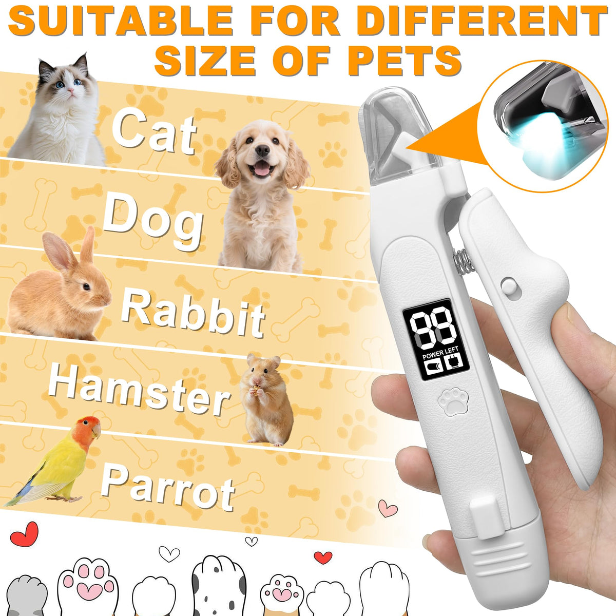 Dog Nail Clippers & Grinder with LED Light U9983
