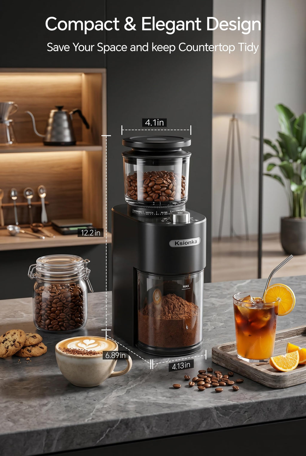 Conical Coffee Bean Grinder, 38 Precise Settings, Anti-Static A8875